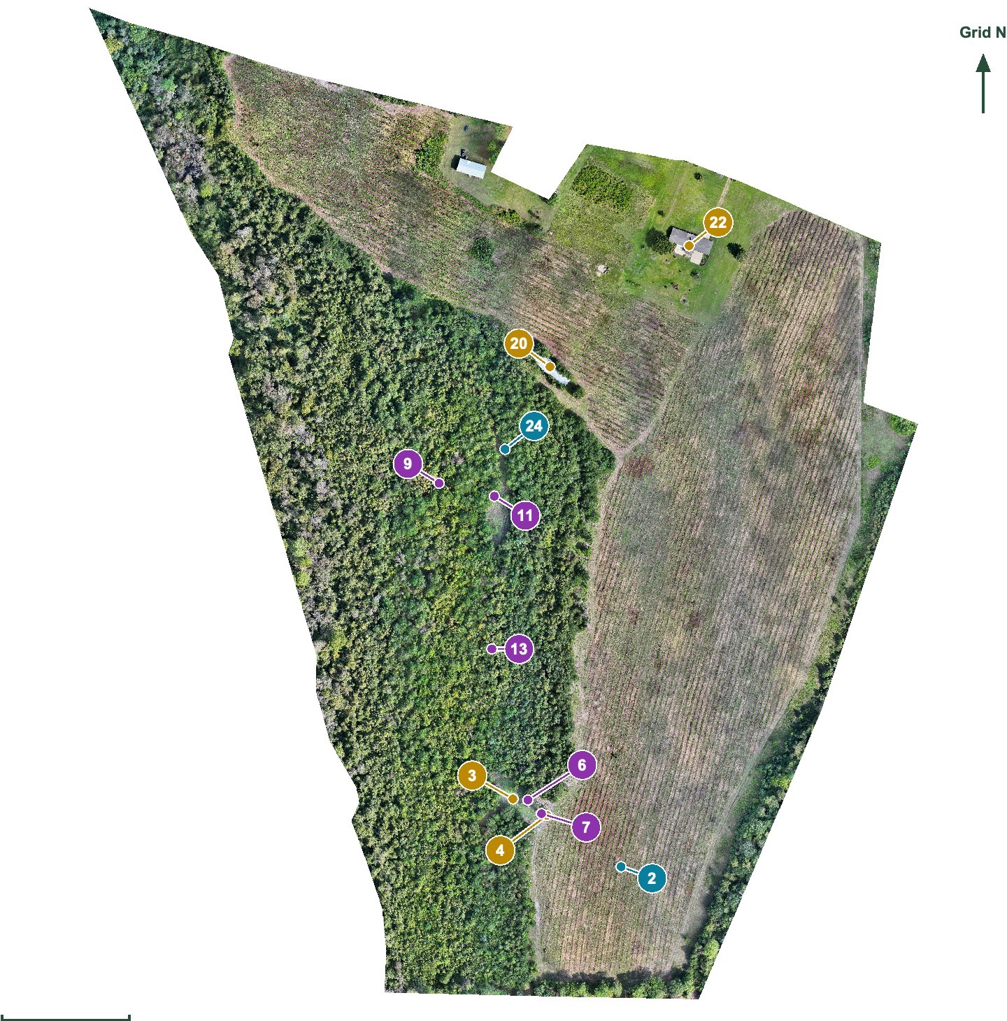 Full hunting-tract map with numbered locations